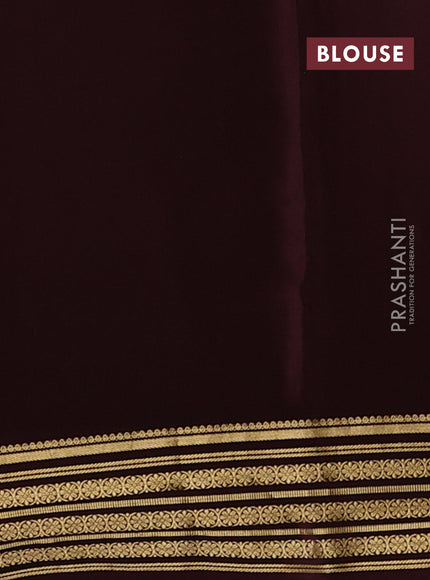Pure mysore silk saree coffee brown with plain body and zari woven border
