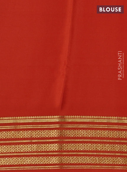 Pure mysore silk saree orange with plain body and zari woven border