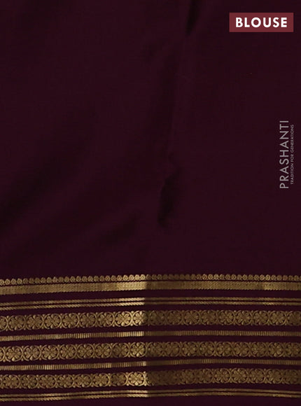 Pure mysore silk saree wine shade with plain body and zari woven border