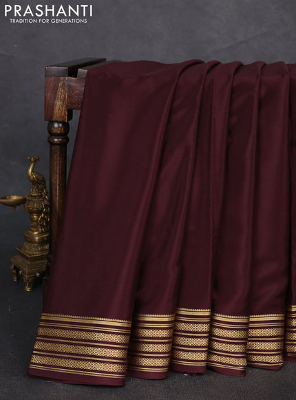Pure mysore silk saree coffee brown with allover zari woven buttas and zari woven border