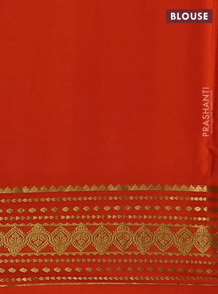 Pure mysore silk saree orange with allover zari woven buttas and zari woven border