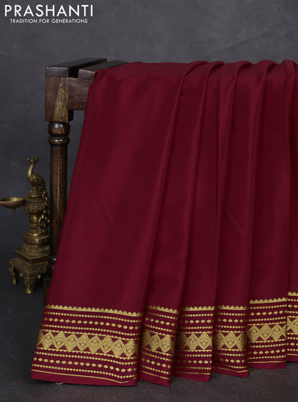Pure mysore silk saree maroon with allover zari woven buttas and zari woven border