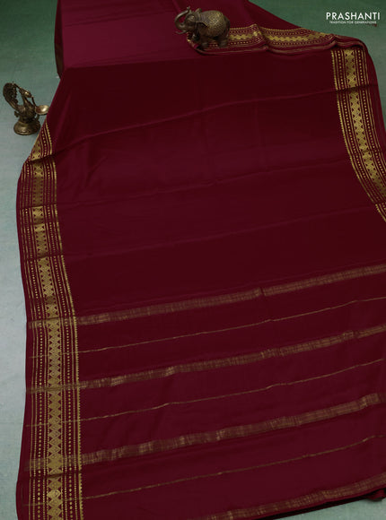 Pure mysore silk saree maroon with allover zari woven buttas and zari woven border