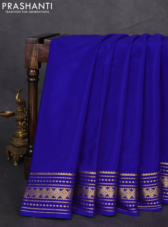 Pure mysore silk saree royal blue with allover zari woven buttas and zari woven border