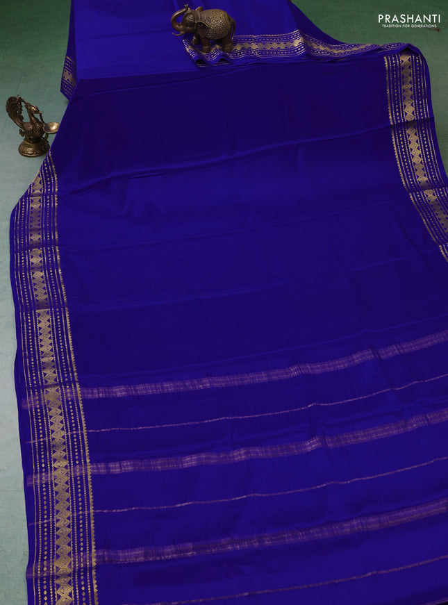 Pure mysore silk saree royal blue with allover zari woven buttas and zari woven border