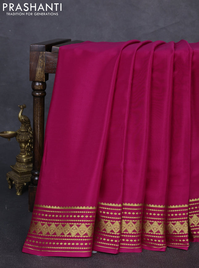 Pure mysore silk saree rani pink with allover zari woven buttas and zari woven border