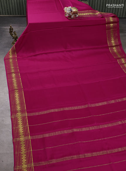 Pure mysore silk saree rani pink with allover zari woven buttas and zari woven border
