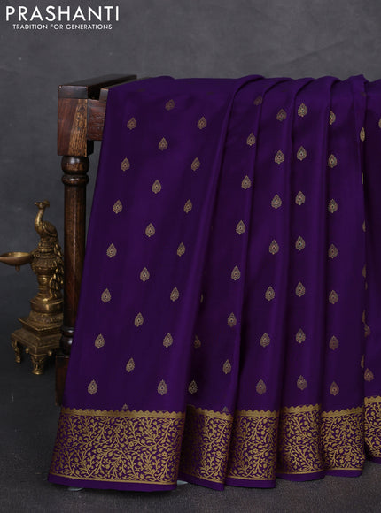 Pure mysore silk saree violet with allover zari woven buttas and zari woven border