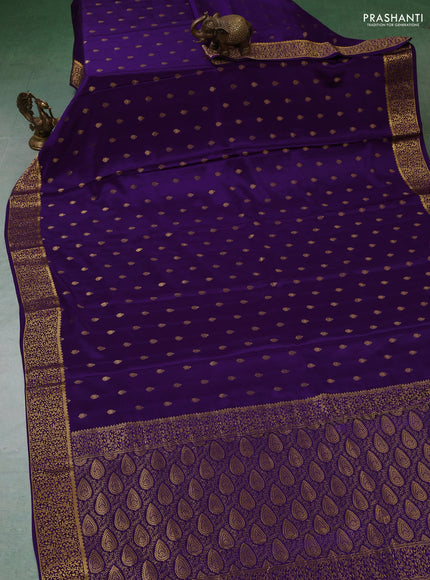 Pure mysore silk saree violet with allover zari woven buttas and zari woven border