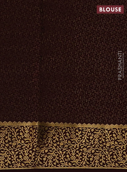 Pure mysore silk saree coffee brown with allover zari woven buttas and zari woven border