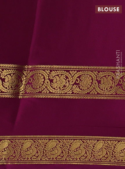 Pure mysore silk saree mango yellow and purple with allover zari woven buttas and rettapet zari woven border