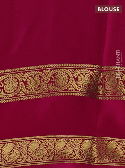 Pure mysore silk saree cs blue and pink with allover zari woven buttas and rettapet zari woven border