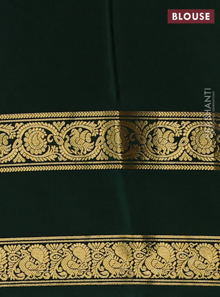 Pure mysore silk saree pink and bottle green with allover zari woven buttas and rettapet zari woven border