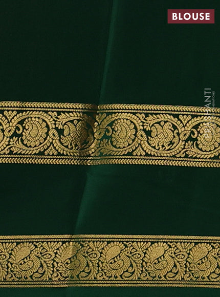 Pure mysore silk saree mango yellow and green with allover zari woven buttas and rettapet zari woven border