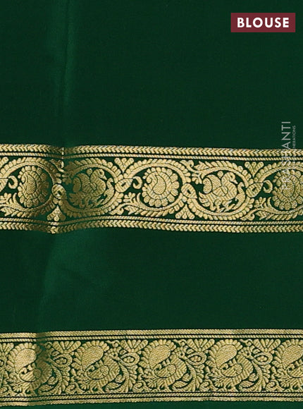 Pure mysore silk saree pastel green and green with allover zari woven buttas and rettapet zari woven border