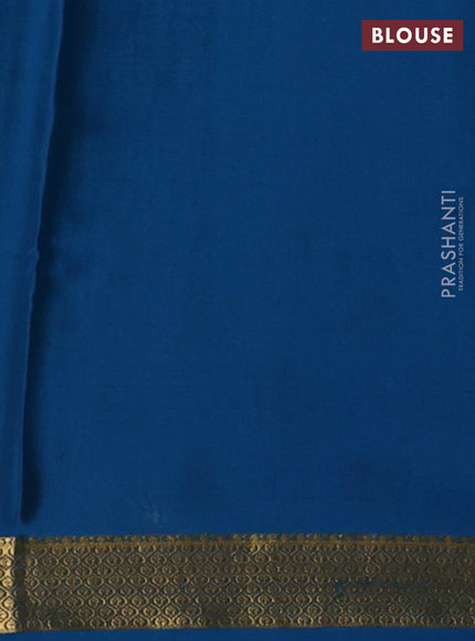 Pure mysore silk saree cs blue with allover zari weaves and zari woven border