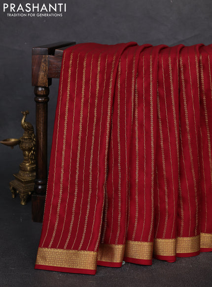 Pure mysore silk saree deep maroon with allover zari weaves and zari woven border