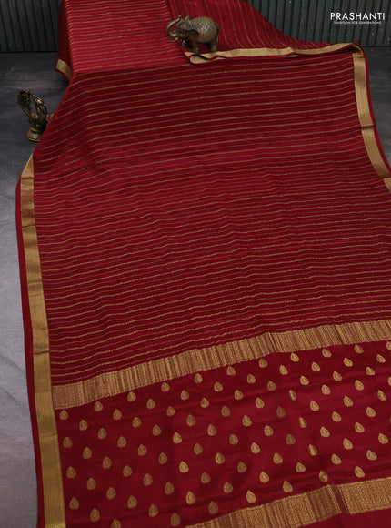 Pure mysore silk saree deep maroon with allover zari weaves and zari woven border