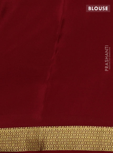 Pure mysore silk saree deep maroon with allover zari weaves and zari woven border