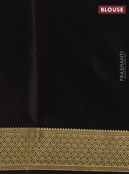 Pure mysore silk saree red and deep coffee brown with allover zari checks & buttas and zari woven border