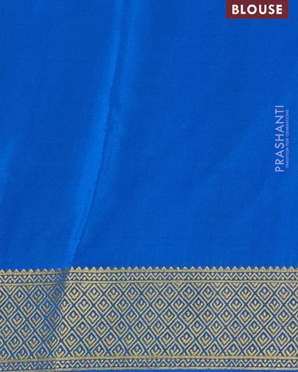 Pure mysore silk saree royal blue and cs blue with allover zari checks & buttas and zari woven border