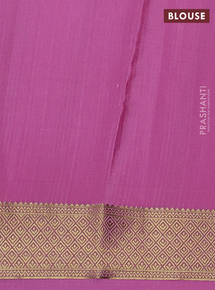 Pure mysore silk saree coffee brown and light pink with allover zari checks & buttas and zari woven border