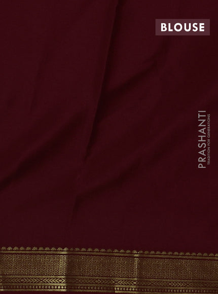 Pure mysore silk saree deep maroon with allover zari woven checked pattern and zari woven border