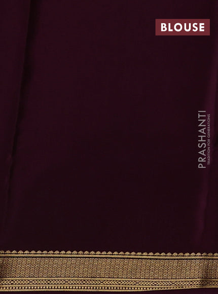 Pure mysore silk saree deep purple with allover zari woven checked pattern and zari woven border