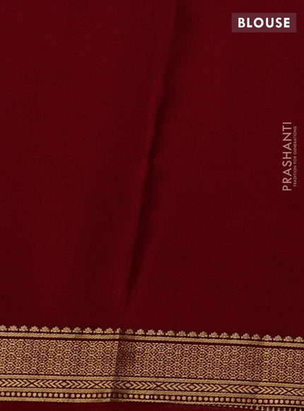 Pure mysore silk saree kumkum red with allover zari woven checked pattern and zari woven border