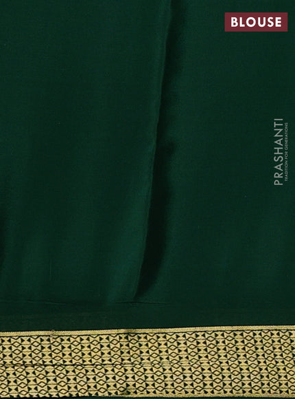Pure mysore silk saree bottle green with allover zari checks & buttas and zari woven border