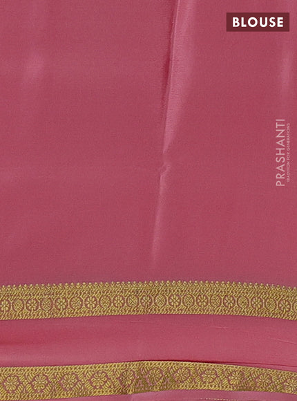 Pure mysore silk saree peach shade with allover zari woven checked pattern and rettapet zari woven border