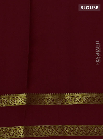 Pure mysore silk saree maroon with allover zari woven checked pattern and rettapet zari woven border
