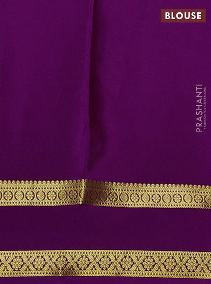 Pure mysore silk saree purple with allover zari woven checked pattern and rettapet zari woven border