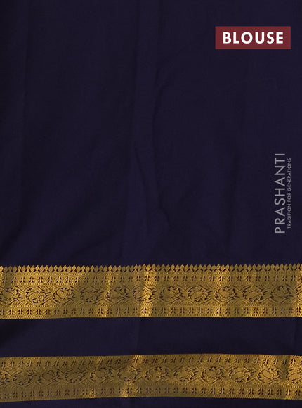 Semi kanchipuram silk saree pastel pink and navy blue with zari woven buttas and rettapet zari woven korvai border