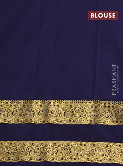 Semi kanchipuram silk saree lotus pink and navy blue with zari woven buttas and rettapet zari woven korvai border
