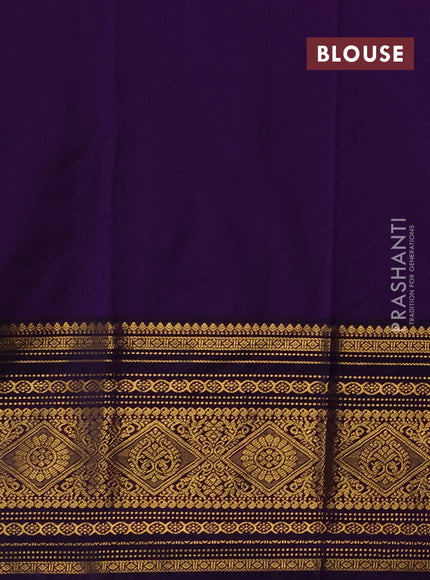 Semi kanchipuram silk saree orange and purple with zari woven buttas and long zari woven korvai border