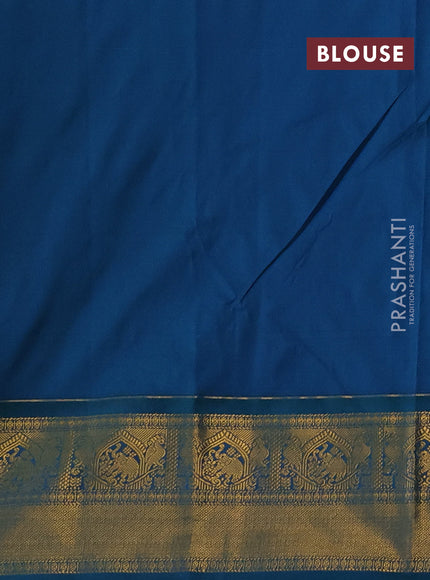 Semi kanchipuram silk saree pista green and teal green with allover zari checks & buttas and zari woven border