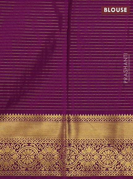 Semi kanchipuram silk saree cs blue and purple with allover zari checks & buttas and zari woven korvai border