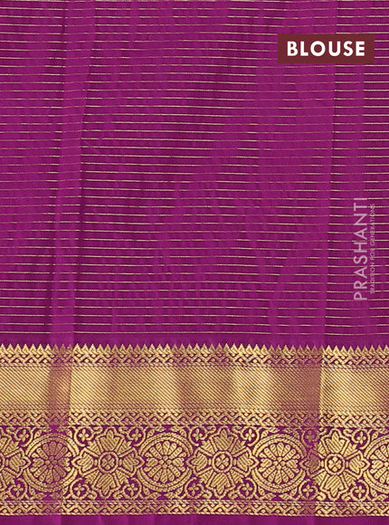 Semi kanchipuram silk saree light pink and purple with allover zari checks & buttas and zari woven korvai border