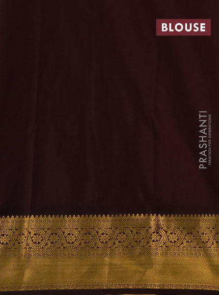 Semi kanchipuram silk saree light pink and coffee brown with zari woven buttas and rich zari woven korvai border