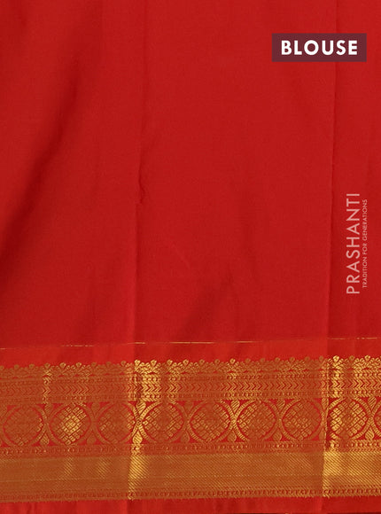 Semi kanchipuram silk saree navy blue and red with allover zari stripes & buttas and zari woven korvai border