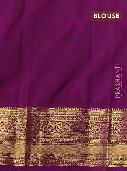 Semi kanchipuram silk saree dark mustard and wine shade with zari woven buttas and rich zari woven korvai border