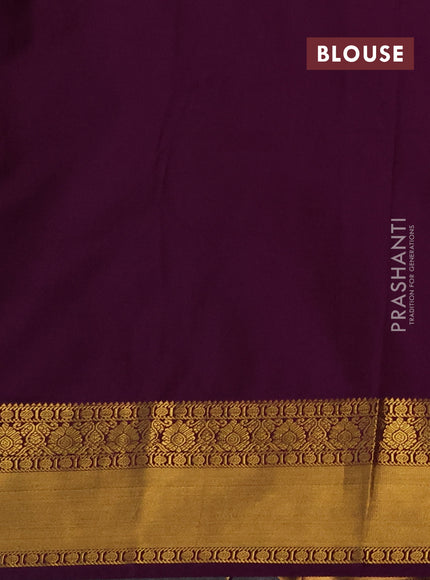 Semi kanchipuram silk saree lotus pink and wine shade with allover zari stripes & buttas and rich zari woven korvai border