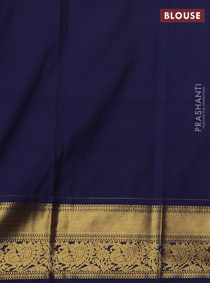 Semi kanchipuram silk saree red and navy blue with allover zari weaves & buttas and zari woven korvai border