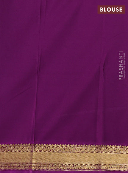 Semi kanchipuram silk saree teal green and purple with allover zari woven buttas and zari woven korvai border