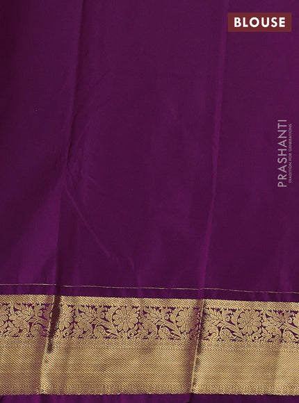 Semi kanchipuram silk saree peach pink and purple with allover zari weaves & buttas and zari woven korvai border
