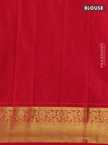 Semi kanchipuram silk saree grey and red with allover zari weaves & buttas and zari woven korvai border