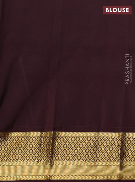 Semi kanchipuram silk saree pastel pink and deep maroon with paisley zari woven buttas and zari woven korvai border