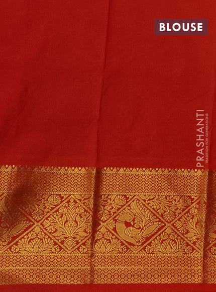 Semi kanchipuram silk saree navy blue and orange with allover zari weaves & buttas and zari woven korvai border