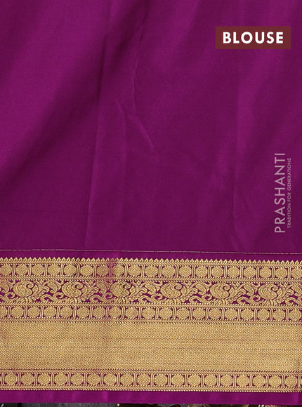 Semi kanchipuram silk saree peach pink and magenta pink with allover small zari checks & buttas and zari woven border